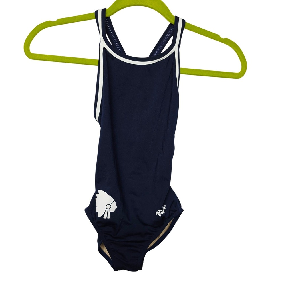Dolfin Girls Navy Blue One Piece Swimsuit Racerback Size 26 Competitive Swim